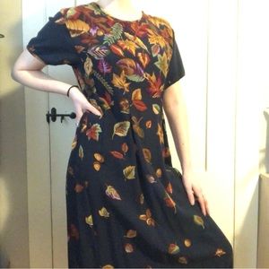 Fall leaves short sleeved dress